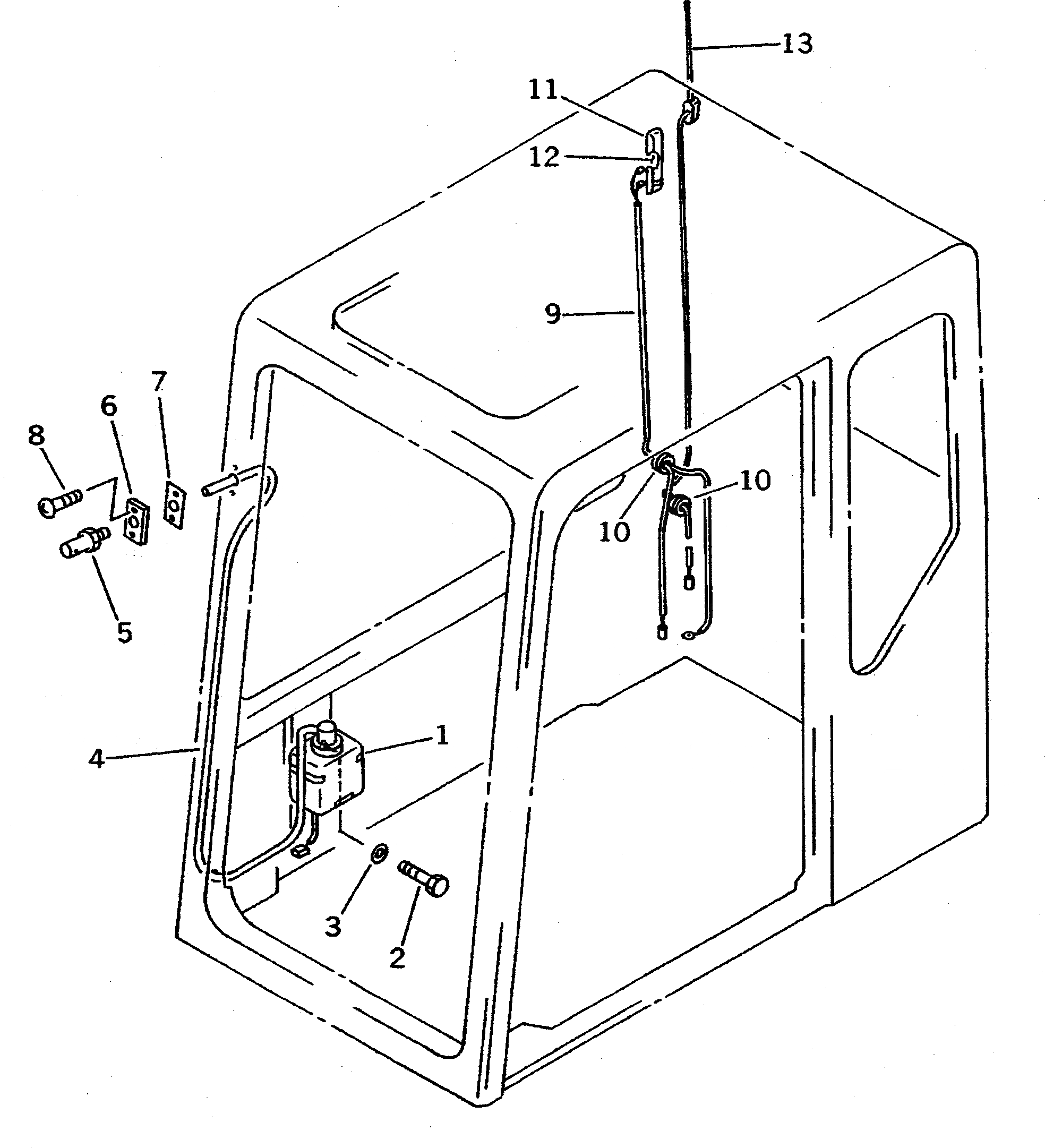 Схема запчастей Komatsu PC120-5K - КАБИНА (ОМЫВАТЕЛЬ СТЕКЛА И ЭЛЕКТРИКА) (/)(№K-.) ЧАСТИ КОРПУСА