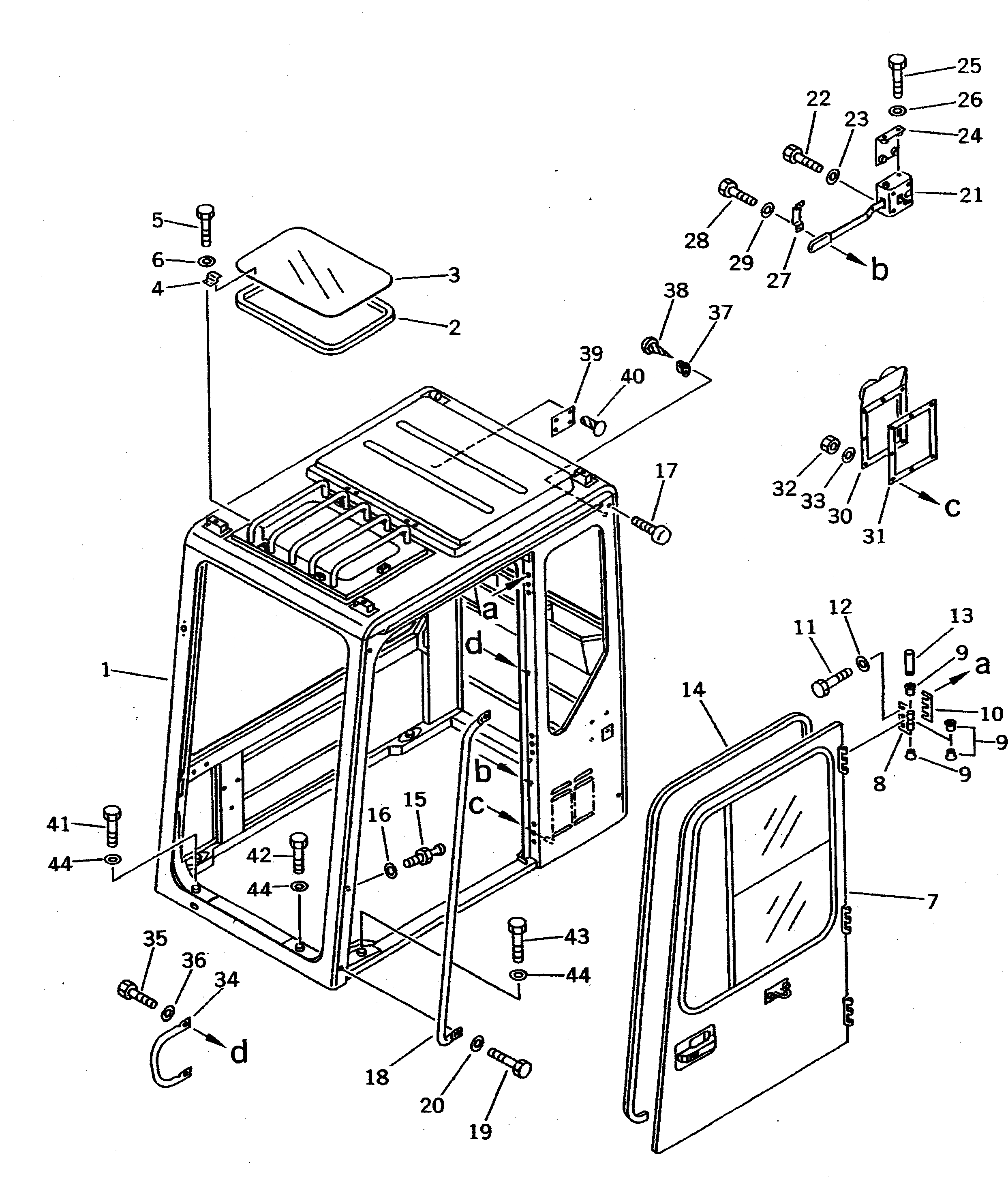 Схема запчастей Komatsu PC120-5K - КАБИНА (КАБИНА И ДВЕРЬ) (ДЛЯ PDI) (/)(№K-.) ЧАСТИ КОРПУСА