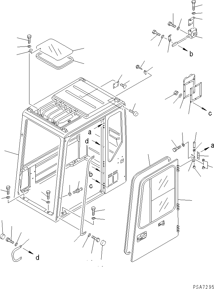 Схема запчастей Komatsu PC120-5K - КАБИНА (КАБИНА И ДВЕРЬ) (ДЛЯ PDI) (/)(№.-K) ЧАСТИ КОРПУСА