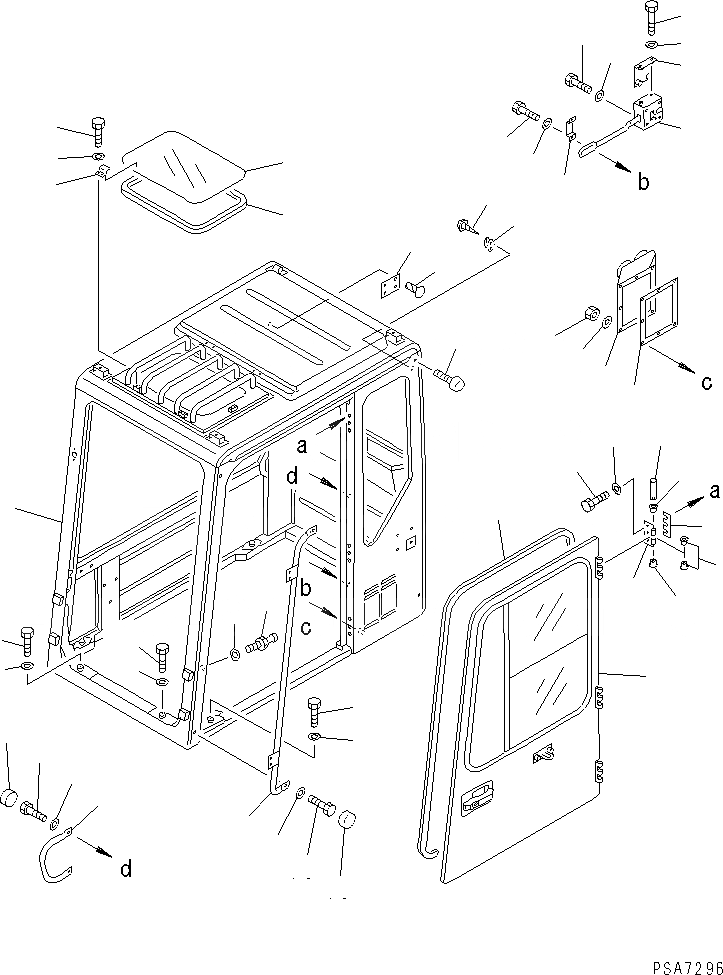 Схема запчастей Komatsu PC120-5K - КАБИНА (КАБИНА И ДВЕРЬ) (ДЛЯ PDI) (/)(№K-) ЧАСТИ КОРПУСА