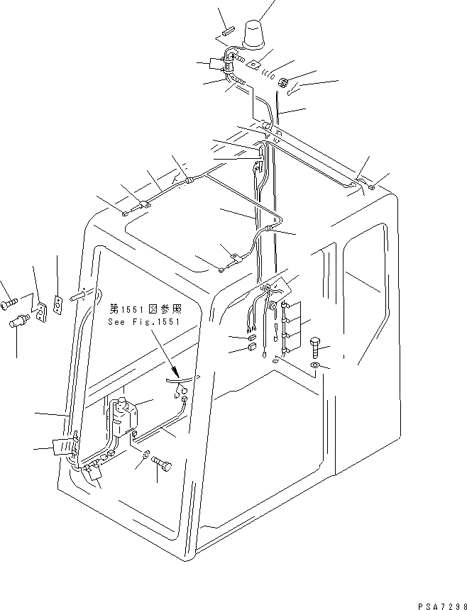 Схема запчастей Komatsu PC120-5K - КАБИНА (ОМЫВАТЕЛЬ СТЕКЛА И ЭЛЕКТРИКА) (ДЛЯ PDI)  (/)(№.-K) ЧАСТИ КОРПУСА