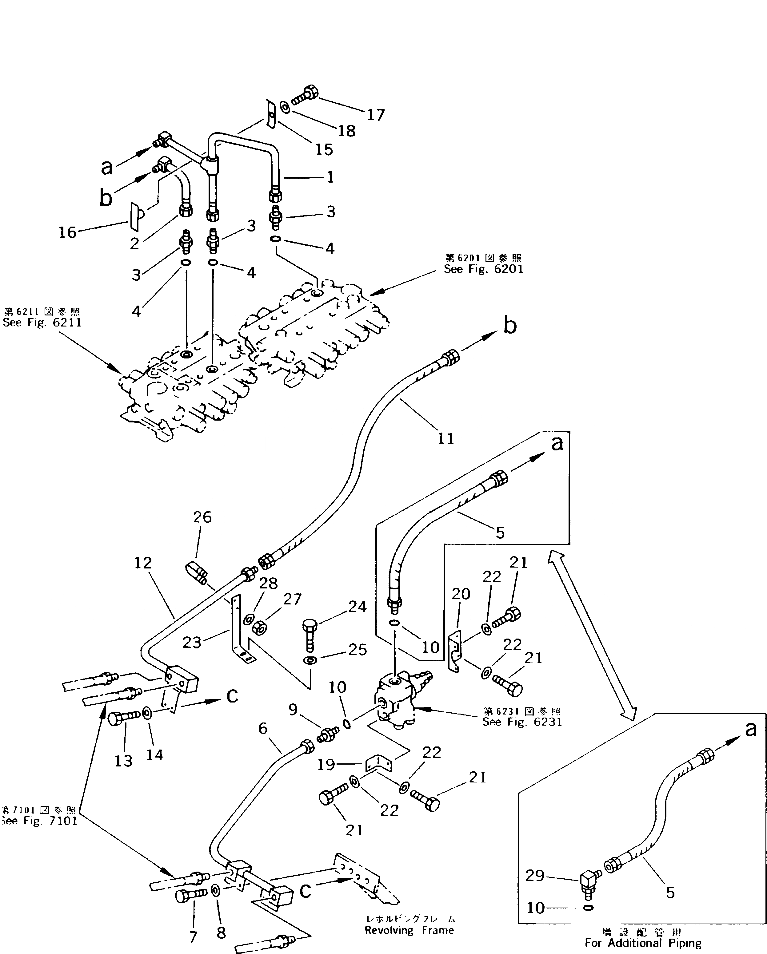 Схема запчастей Komatsu PC120-5K - ГИДРОЛИНИЯ (ЦИЛИНДР СТРЕЛЫ) (ШАССИ) УПРАВЛ-Е РАБОЧИМ ОБОРУДОВАНИЕМ