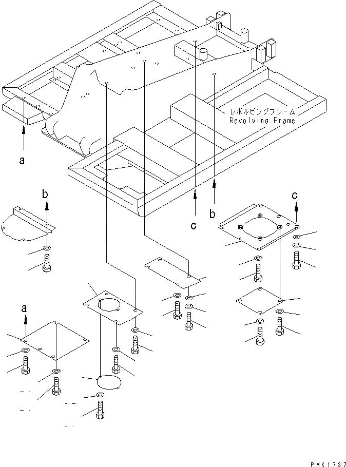 Схема запчастей Komatsu PC120-6 - НИЖН. КРЫШКА (ПРАВ.) (УСИЛ.)(№7-) ЧАСТИ КОРПУСА