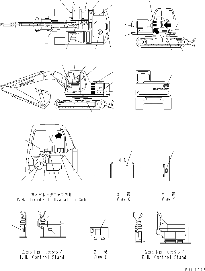 Схема запчастей Komatsu PC120-6 - МАРКИРОВКА (АНГЛ.) (С ОТВАЛ)(№7-) МАРКИРОВКА