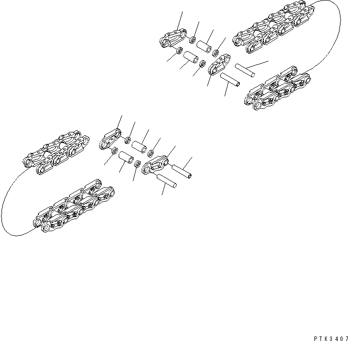 Схема запчастей Komatsu PC120-6 - ГУСЕН. ЦЕПЬ В СБОРЕ (8 SET) (ПОСТАВЛЯЕМЫЕ ЧАСТИ) ОСНОВН. КОМПОНЕНТЫ И РЕМКОМПЛЕКТЫ