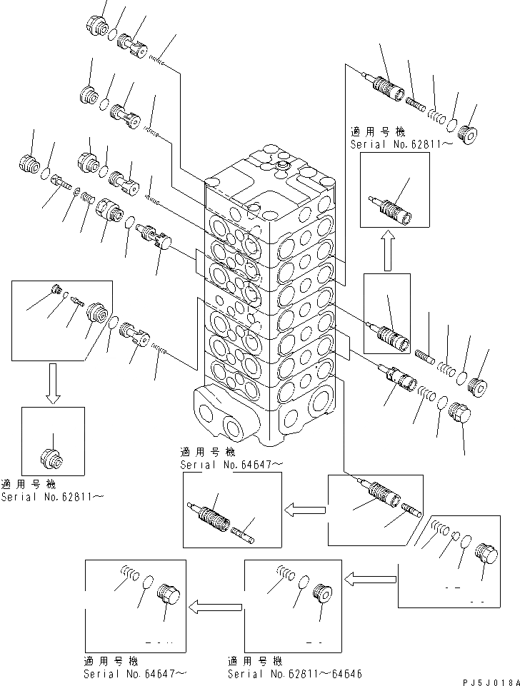 Схема запчастей Komatsu PC120-6 - ОСНОВН. КЛАПАН (7-КЛАПАН) (/)(№7-) ОСНОВН. КОМПОНЕНТЫ И РЕМКОМПЛЕКТЫ