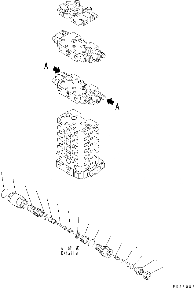 Схема запчастей Komatsu PC120-6 - ОСНОВН. КЛАПАН (-АКТУАТОР) (/)(№-9) ОСНОВН. КОМПОНЕНТЫ И РЕМКОМПЛЕКТЫ