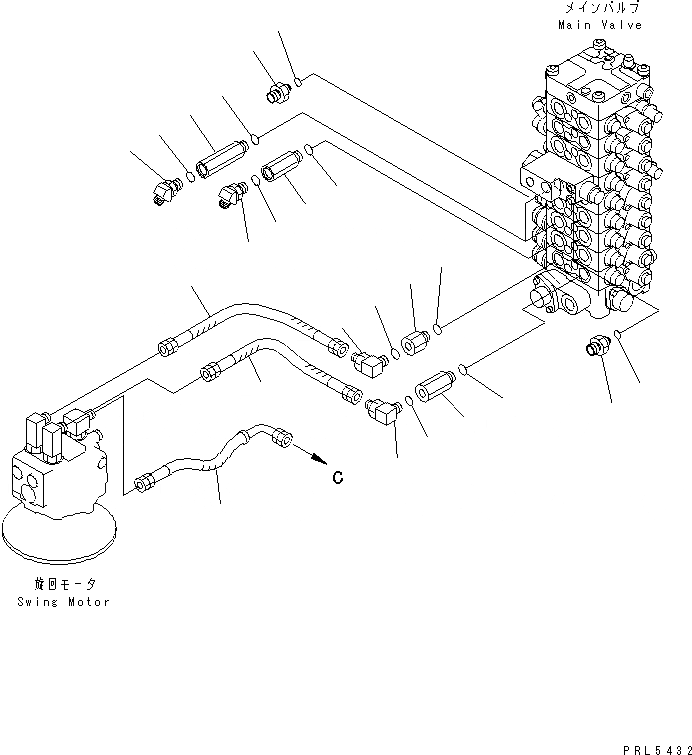 Схема запчастей Komatsu PC120-6Z - КЛАПАН ТРУБЫ (ПОВОРОТН. И ХОД) (ДЛЯ РОССИЯ)(№98-) ГИДРАВЛИКА