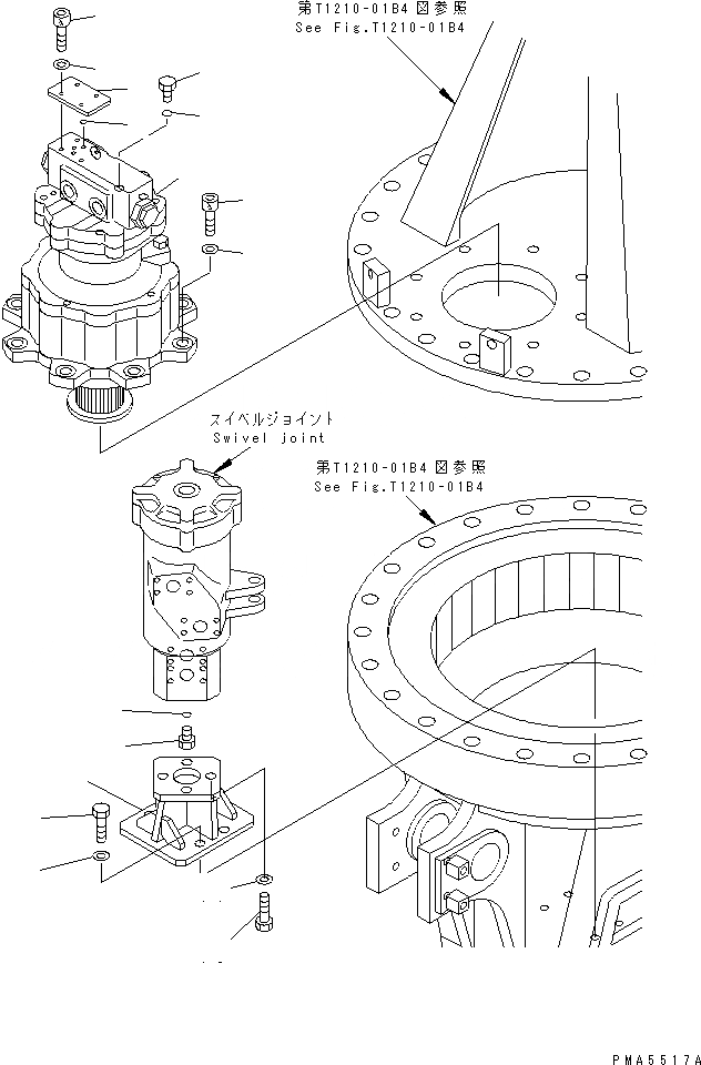 Схема запчастей Komatsu PC120-6 - ПОВОРОТН. РУКОЯТЬ (МОТОР ПОВОРОТА И ПОВОРОТНОЕ СОЕДИНЕНИЕ КРЕПЛЕНИЕ) (-ACTUATER НАВЕСН. ОБОРУД) РАБОЧЕЕ ОБОРУДОВАНИЕ