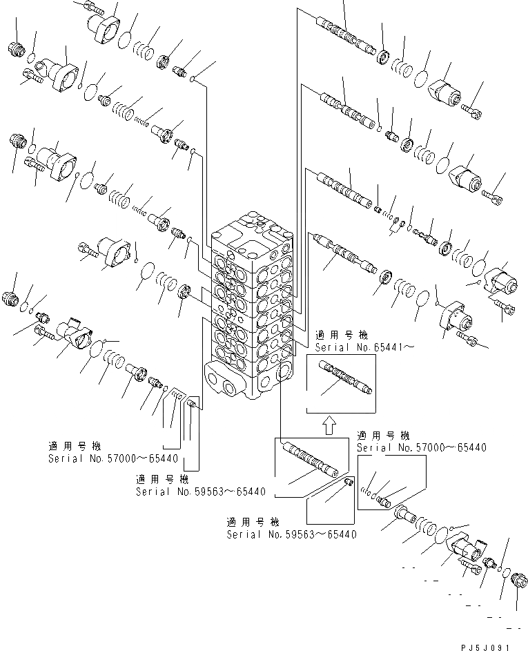 Схема запчастей Komatsu PC120-6 - ОСНОВН. КЛАПАН (7-КЛАПАН) (/)(№98-) ОСНОВН. КОМПОНЕНТЫ И РЕМКОМПЛЕКТЫ