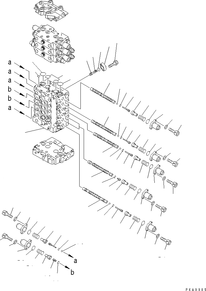 Схема запчастей Komatsu PC120-6 - ОСНОВН. КЛАПАН (-АКТУАТОР) (/) (С 2-СЕКЦИОНН. СТРЕЛА ИЛИ ПОВОРОТН. РУКОЯТЬ)(№-999) ОСНОВН. КОМПОНЕНТЫ И РЕМКОМПЛЕКТЫ