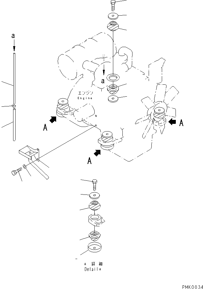 Схема запчастей Komatsu PC120-6Z - КРЕПЛЕНИЕ ДВИГАТЕЛЯ(№-9) КОМПОНЕНТЫ ДВИГАТЕЛЯ