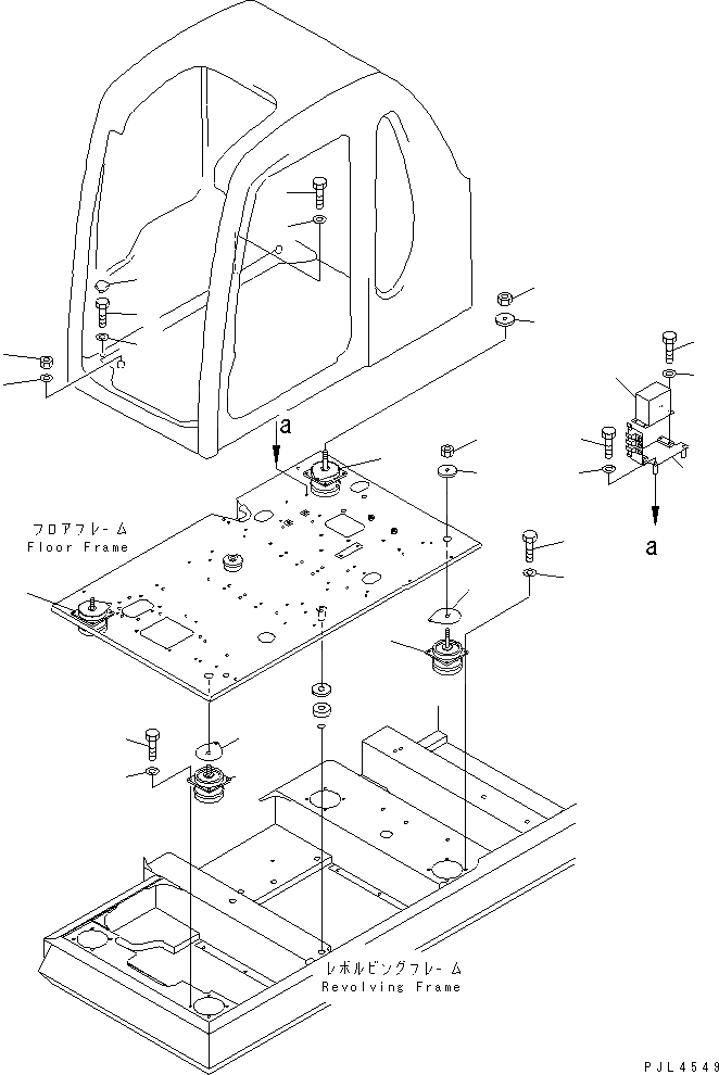 Схема запчастей Komatsu PC120-6Z-A1 - КРЕПЛЕНИЕ ПОЛА(№-) КАБИНА ОПЕРАТОРА И СИСТЕМА УПРАВЛЕНИЯ