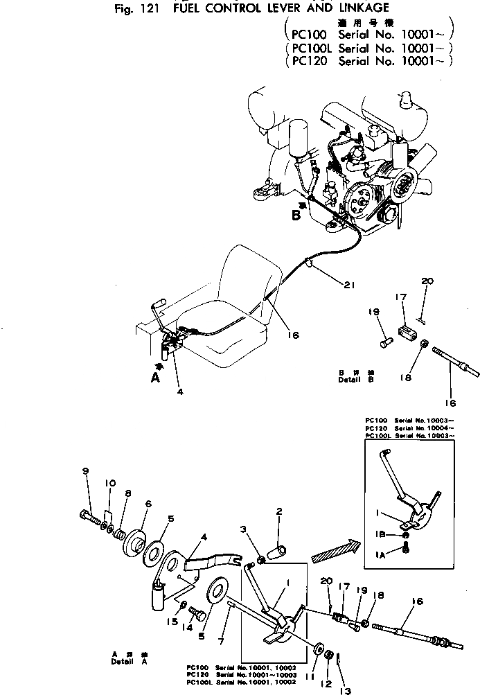 Схема запчастей Komatsu PC120-1 - РЫЧАГ УПРАВЛ-Я ПОДАЧЕЙ ТОПЛИВА И МЕХАНИЗМ (PC) КОМПОНЕНТЫ ДВИГАТЕЛЯ И ЭЛЕКТРИКА