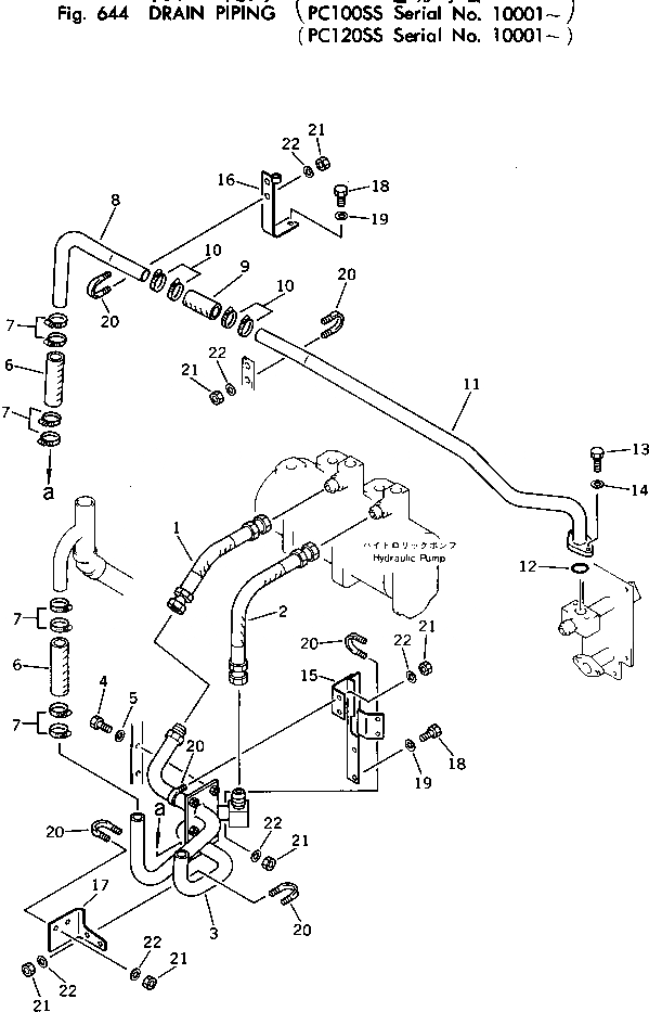 Схема запчастей Komatsu PC120-1 - ДРЕНАЖН. ТРУБЫ (PCSS) ГИДРАВЛИКА