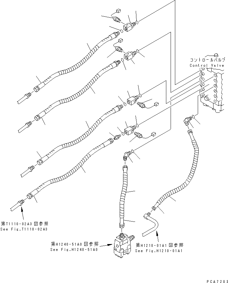 Схема запчастей Komatsu PC120-6H - КЛАПАН ТРУБЫ (СТРЕЛА¤ РУКОЯТЬ И КОВШ)(№-999) ГИДРАВЛИКА