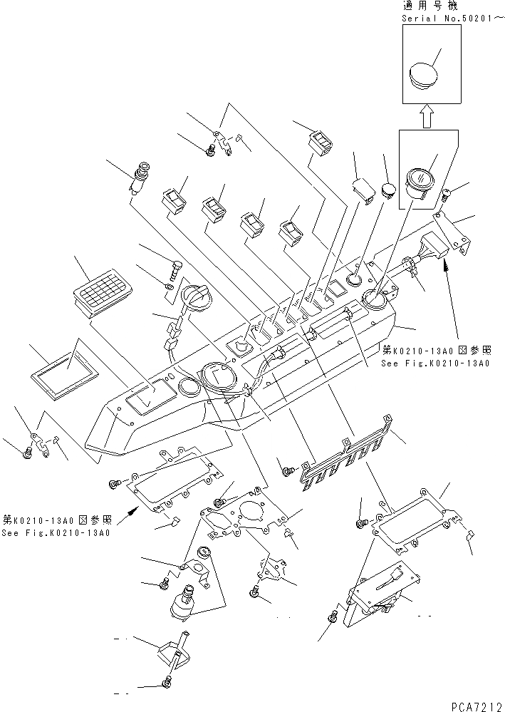 Схема запчастей Komatsu PC120-6H - КАБИНА (С ОБОГРЕВ-ЛЕМ) (КРЫШКА ПАНЕЛИ)(№-) КАБИНА ОПЕРАТОРА И СИСТЕМА УПРАВЛЕНИЯ