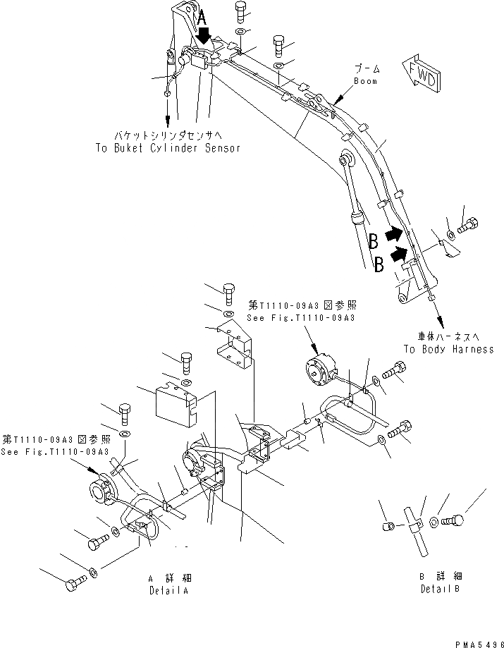 Схема запчастей Komatsu PC120-6H - СТРЕЛА (ПРОВОДКА)(№-89) РАБОЧЕЕ ОБОРУДОВАНИЕ