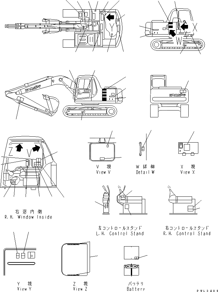 Схема запчастей Komatsu PC120-6H - МАРКИРОВКА (ЯПОН.) (HYPER GX.)(№-) МАРКИРОВКА