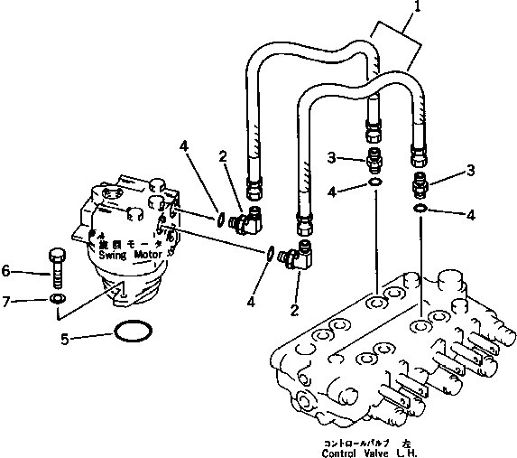 Схема запчастей Komatsu PC120-3 - ГИДРОЛИНИЯ (УПРАВЛЯЮЩ. КЛАПАН TO/FROM МОТОР ПОВОРОТА) ПОВОРОТН. И СИСТЕМА УПРАВЛЕНИЯ