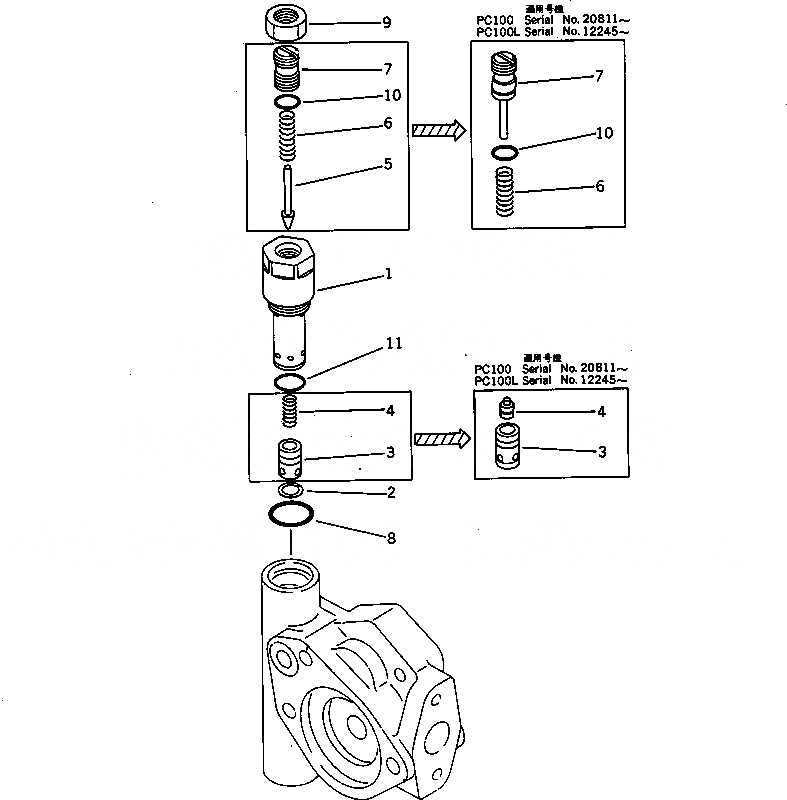 Схема запчастей Komatsu PC120-3 - РАЗГРУЗ. КЛАПАН УПРАВЛ-Е РАБОЧИМ ОБОРУДОВАНИЕМ