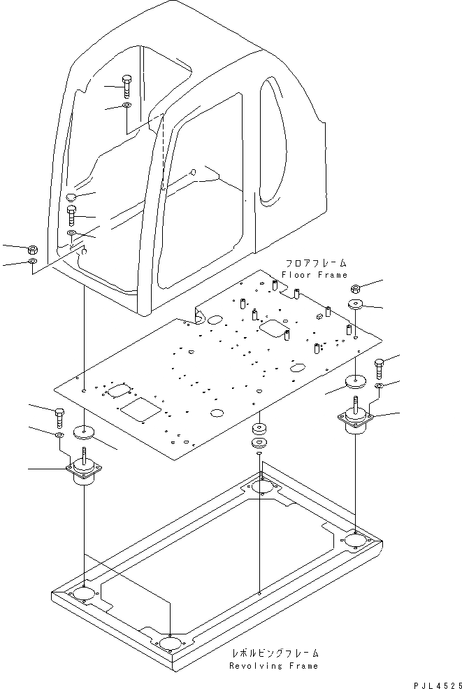Схема запчастей Komatsu PC120-6J - КРЕПЛЕНИЕ ПОЛА(№-) КАБИНА ОПЕРАТОРА И СИСТЕМА УПРАВЛЕНИЯ