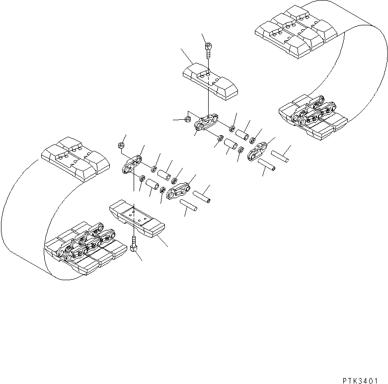 Схема запчастей Komatsu PC120-6J - ГУСЕНИЦЫ (РЕЗИН. ПОДУШКА ТИП) (ROADLINER) (MM ШИР.) ХОДОВАЯ