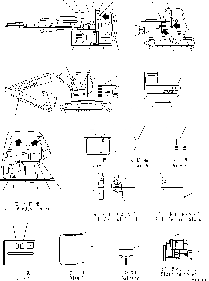 Схема запчастей Komatsu PC120-6J - МАРКИРОВКА (ЯПОН.)(№-) МАРКИРОВКА