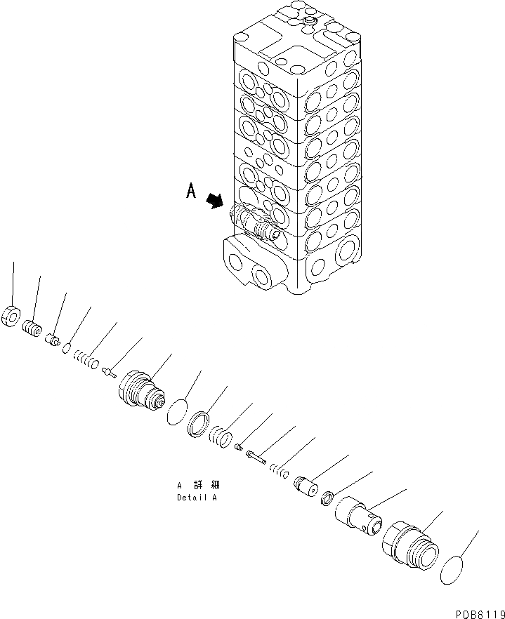 Схема запчастей Komatsu PC120-6J - ОСНОВН. КЛАПАН (7-КЛАПАН) (7/) (SAGA СПЕЦ-Я.)(№7-9) ОСНОВН. КОМПОНЕНТЫ И РЕМКОМПЛЕКТЫ
