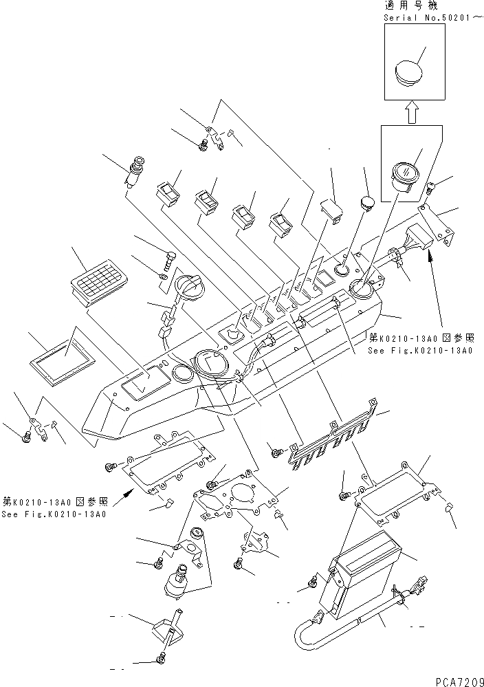 Схема запчастей Komatsu PC120-6S - КАБИНА (КРЫШКА ПАНЕЛИ)(№-999) КАБИНА ОПЕРАТОРА И СИСТЕМА УПРАВЛЕНИЯ