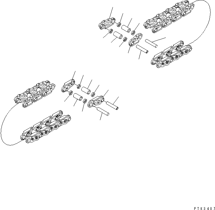 Схема запчастей Komatsu PC120-6E0 - ГУСЕН. ЦЕПЬ В СБОРЕ (8 SET) (ПОСТАВЛЯЕМЫЕ ЧАСТИ) ОСНОВН. КОМПОНЕНТЫ И РЕМКОМПЛЕКТЫ