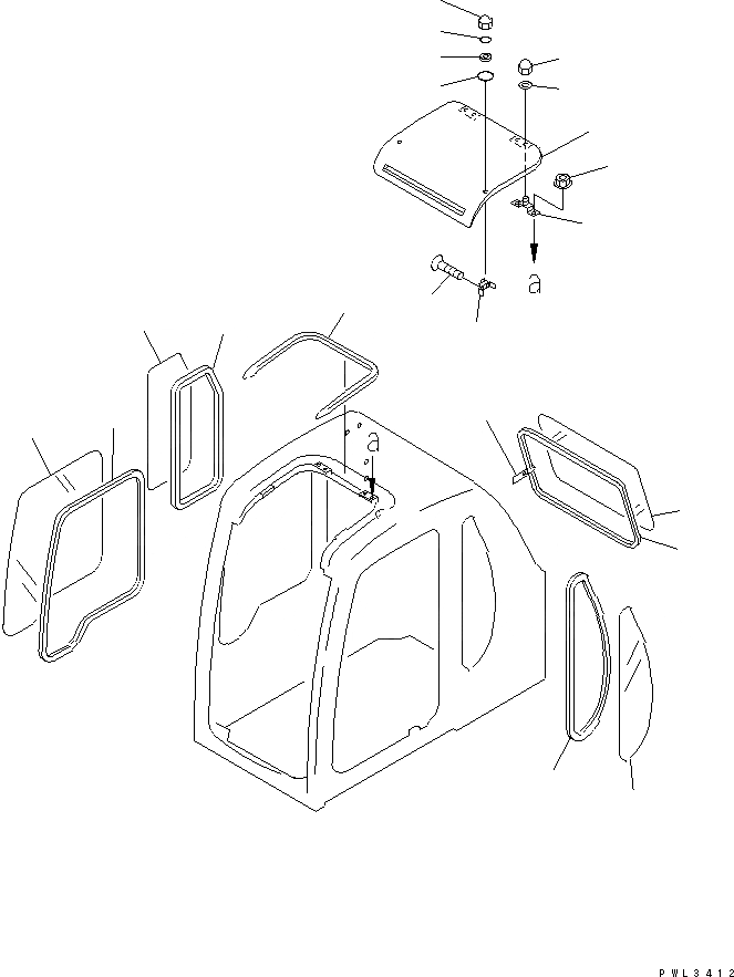 Схема запчастей Komatsu PC120-6Z - КАБИНА (ОКНА И ПРОЗРАЧН. КРЫША ВЕНТИЛЯТОР)(№7-) КАБИНА ОПЕРАТОРА И СИСТЕМА УПРАВЛЕНИЯ