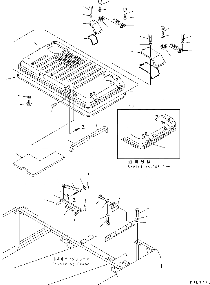 Схема запчастей Komatsu PC120-6Z - КАПОТ (DUST ЗАЩИТА СПЕЦ-Я.)(№89-) ЧАСТИ КОРПУСА