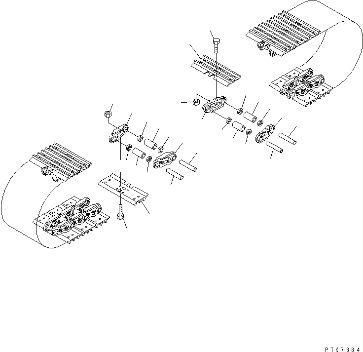 Схема запчастей Komatsu PC120-6Z - ГУСЕНИЦЫ (ТРОЙНОЙ ГРУНТОЗАЦЕП.) (MM ШИР.) (ОТВЕРСТИЕS - EQUIP С ПОДУШКИ ДЛЯ АСФАЛЬТА)(№7-) ХОДОВАЯ
