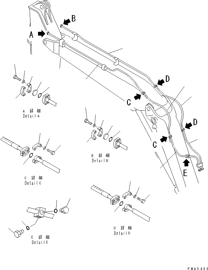 Схема запчастей Komatsu PC120-6E0-T2 - 2-СЕКЦИОНН. СТРЕЛА (НАВЕСНОЕ ОБОРУД-Е) (-ACUTATER НАВЕСН. ОБОРУД) РАБОЧЕЕ ОБОРУДОВАНИЕ