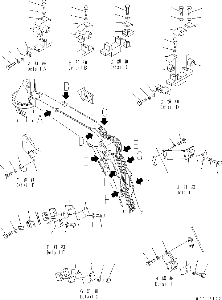 Схема запчастей Komatsu PC120-6E0-T2 - 2-СЕКЦИОНН. СТРЕЛА (КРЕПЛЕНИЕ) (ДЛЯ ПОВОРОТН. РУКОЯТЬ) РАБОЧЕЕ ОБОРУДОВАНИЕ