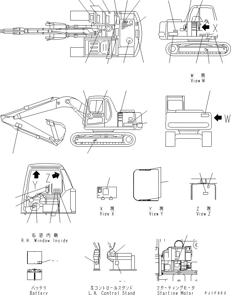 Схема запчастей Komatsu PC120-6E0-T2 - МАРКИРОВКА (ЯПОН.) МАРКИРОВКА