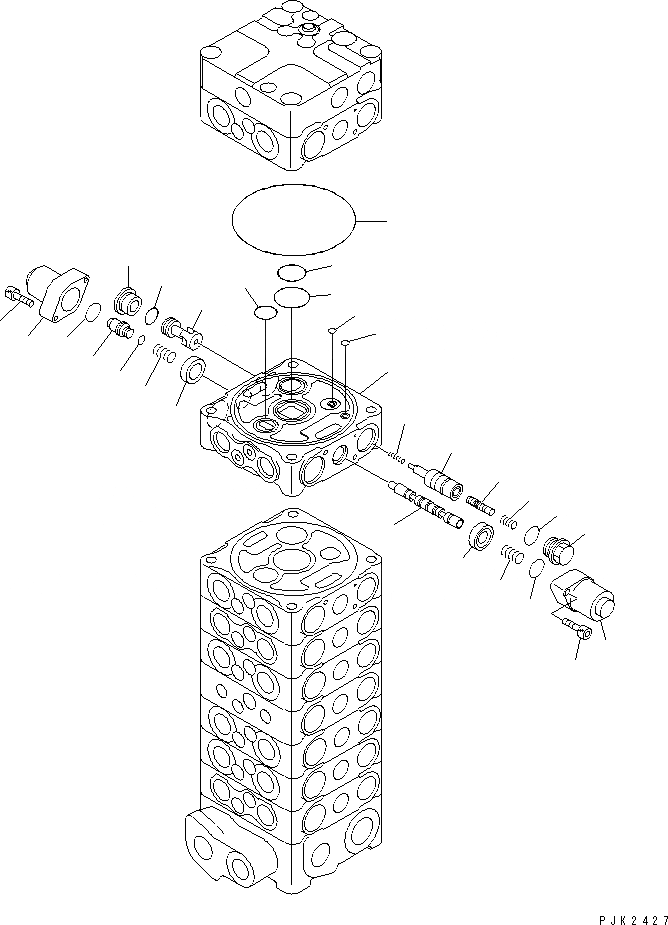 Схема запчастей Komatsu PC120-6E0-T2 - ОСНОВН. КЛАПАН (9-КЛАПАН) (/7) (С 2-СЕКЦИОНН. СТРЕЛА ИЛИ ПОВОРОТН. РУКОЯТЬ) ОСНОВН. КОМПОНЕНТЫ И РЕМКОМПЛЕКТЫ