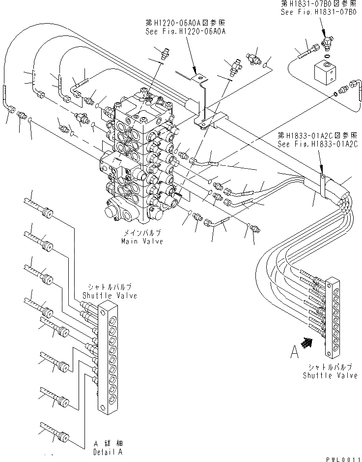 Схема запчастей Komatsu PC120LC-6 - КЛАПАН ТРУБЫ (ГЛАВН.)(№98-) ГИДРАВЛИКА