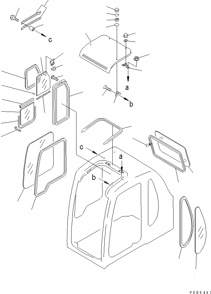 Схема запчастей Komatsu PC120LC-6 - КАБИНА (С ПРОЗРАЧН. КРЫША) (ОКНА И ПРОЗРАЧН. КРЫША)(№-) КАБИНА ОПЕРАТОРА И СИСТЕМА УПРАВЛЕНИЯ