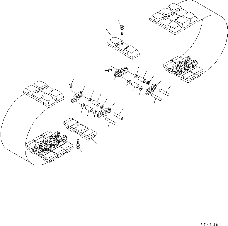 Схема запчастей Komatsu PC120LC-6 - ГУСЕНИЦЫ (РЕЗИН. ПОДУШКА ТИП) (ROADLINER) (MM ШИР.) (LC) ХОДОВАЯ