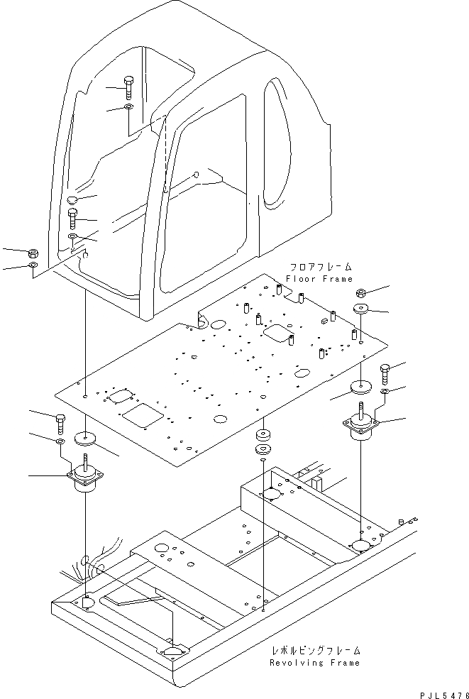 Схема запчастей Komatsu PC120SC-6 - КРЕПЛЕНИЕ ПОЛА(№-) КАБИНА ОПЕРАТОРА И СИСТЕМА УПРАВЛЕНИЯ