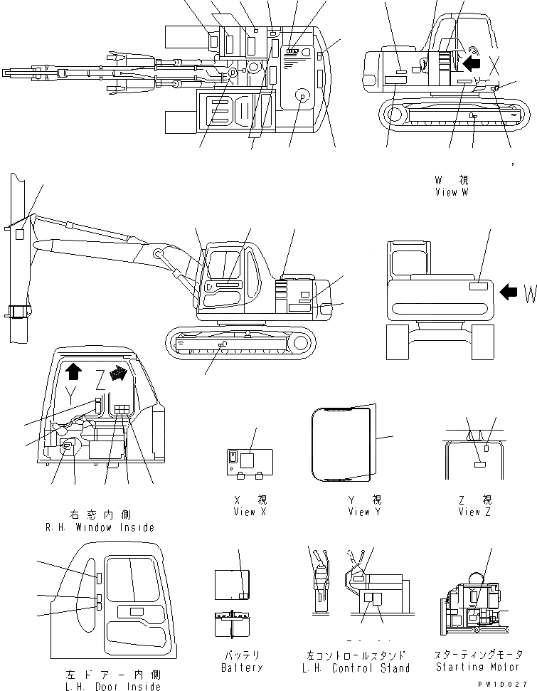 Схема запчастей Komatsu PC120SC-6 - МАРКИРОВКА (ЯПОН.)(№-) МАРКИРОВКА