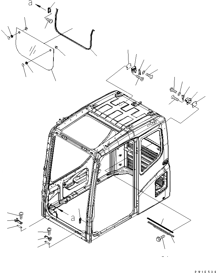 Схема запчастей Komatsu PC1250-7 - КАБИНА (ПЕРЕДН. НИЖН. ОКНА) (СДВИГ. ВВЕРХ ОКНА) КАБИНА ОПЕРАТОРА И СИСТЕМА УПРАВЛЕНИЯ