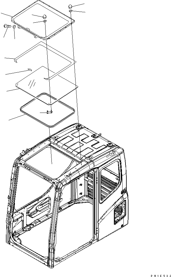 Схема запчастей Komatsu PC1250-7 - КАБИНА (ОКНО В КРЫШЕ) (СДВИГ. ВВЕРХ ОКНА) КАБИНА ОПЕРАТОРА И СИСТЕМА УПРАВЛЕНИЯ