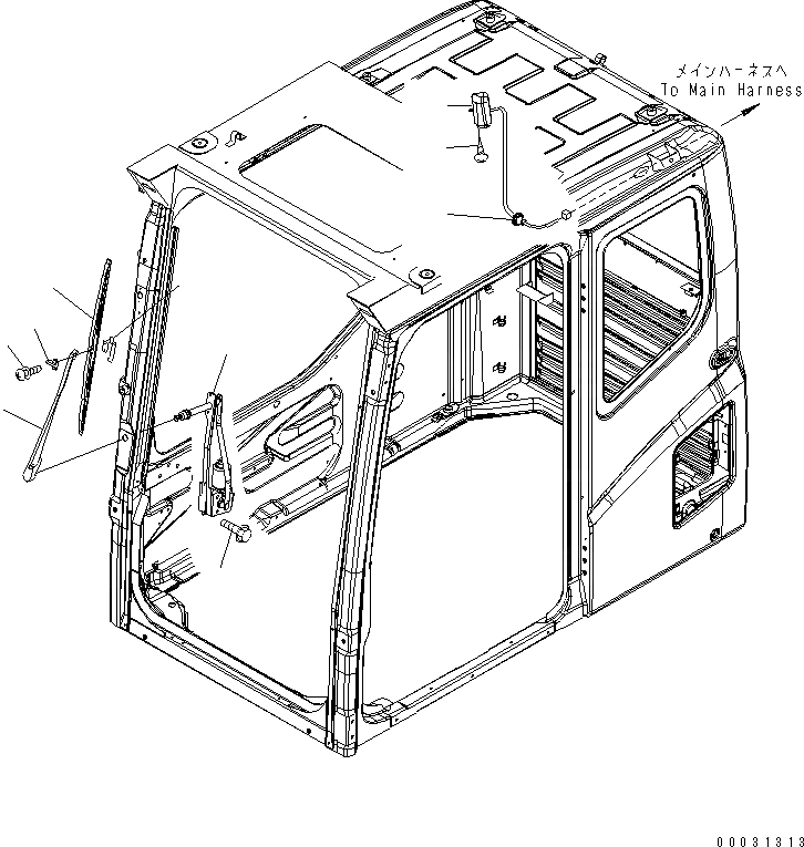 Схема запчастей Komatsu PC1250-7 - КАБИНА (ДВОРНИКИ И ОСВЕЩЕНИЕ) (КАРЬЕРН. СПЕЦИФ-Я)(№8-) КАБИНА ОПЕРАТОРА И СИСТЕМА УПРАВЛЕНИЯ