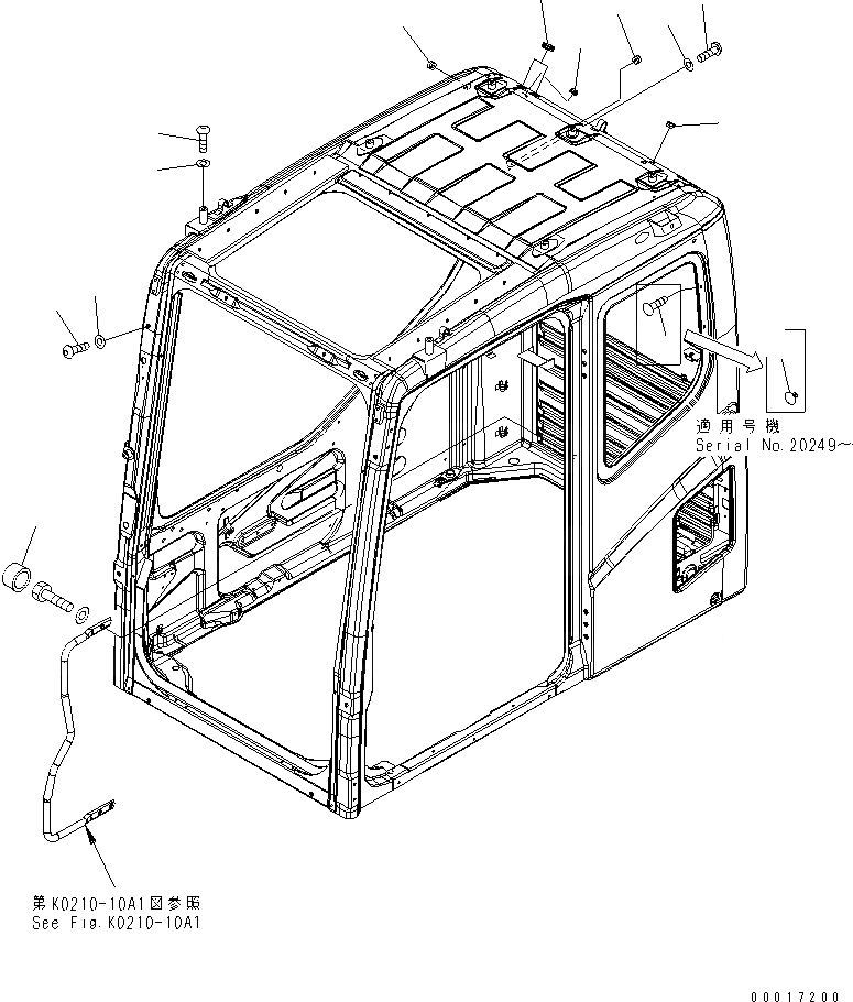 Схема запчастей Komatsu PC1250-7 - КАБИНА (БОЛТ) (СДВИГ. ВВЕРХ ОКНА) КАБИНА ОПЕРАТОРА И СИСТЕМА УПРАВЛЕНИЯ