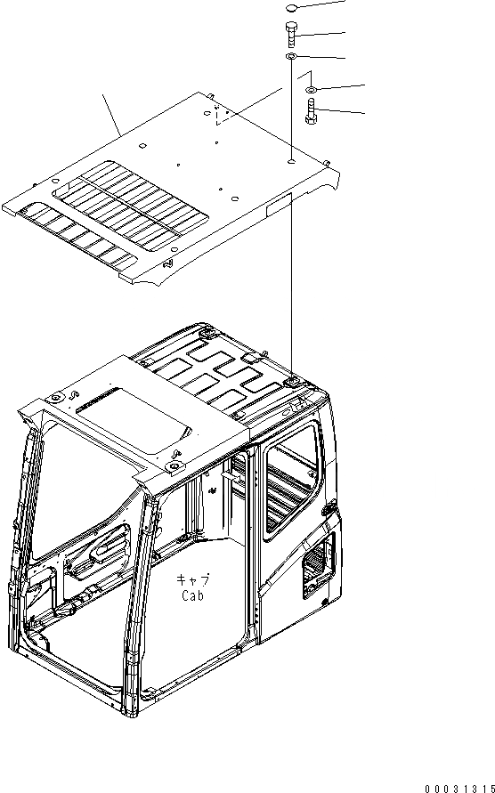 Схема запчастей Komatsu PC1250-7 - ВЕРХНЯЯ ЗАЩИТА (УРОВЕНЬ)(№-) КАБИНА ОПЕРАТОРА И СИСТЕМА УПРАВЛЕНИЯ