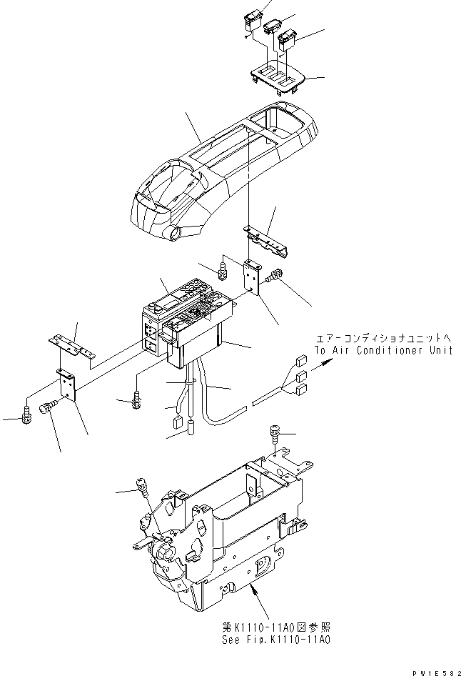 Схема запчастей Komatsu PC1250-7 - ОСНОВН. КОНСТРУКЦИЯ (КОНСОЛЬ) (ВЕРХН.) (ЛЕВ.) (С КОНДИЦ. ВОЗДУХА И РАДИО) (ДЛЯ АЗИИ) КАБИНА ОПЕРАТОРА И СИСТЕМА УПРАВЛЕНИЯ