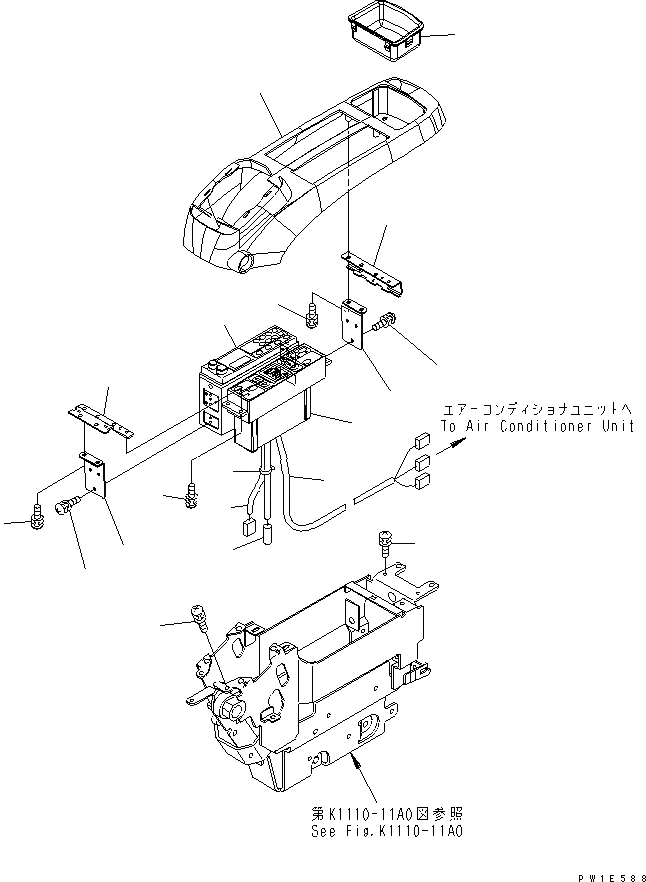 Схема запчастей Komatsu PC1250-7 - ОСНОВН. КОНСТРУКЦИЯ (КОНСОЛЬ) (ВЕРХН.) (ЛЕВ.) (С КОНДИЦИОНЕРОМ И РАДИО) (ДЛЯ U.S.A) КАБИНА ОПЕРАТОРА И СИСТЕМА УПРАВЛЕНИЯ